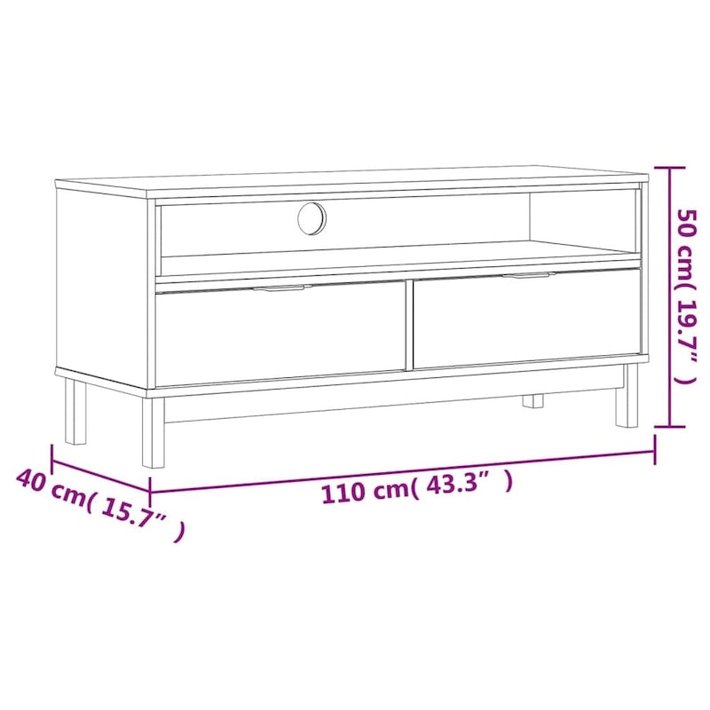 TV Stand 43.3x15.7x19.7 Solid Pine Wood