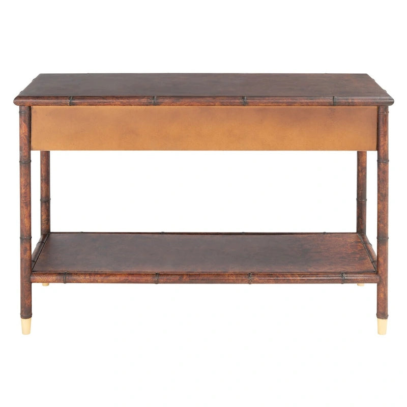 Dark Brown & Gold 2-Drawer 1-Shelf Console Table - 42Wx16Dx29H