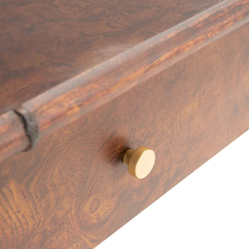 Dark Brown & Gold 2-Drawer 1-Shelf Console Table - 42Wx16Dx29H