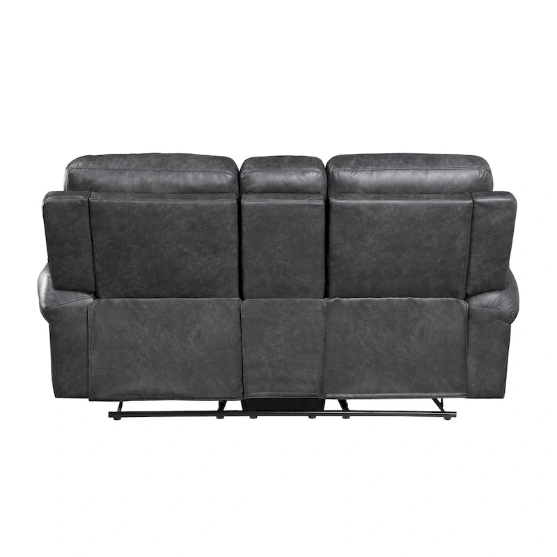 75-inch Manual Recliner Loveseat with Storage Console - Gray Faux Leather