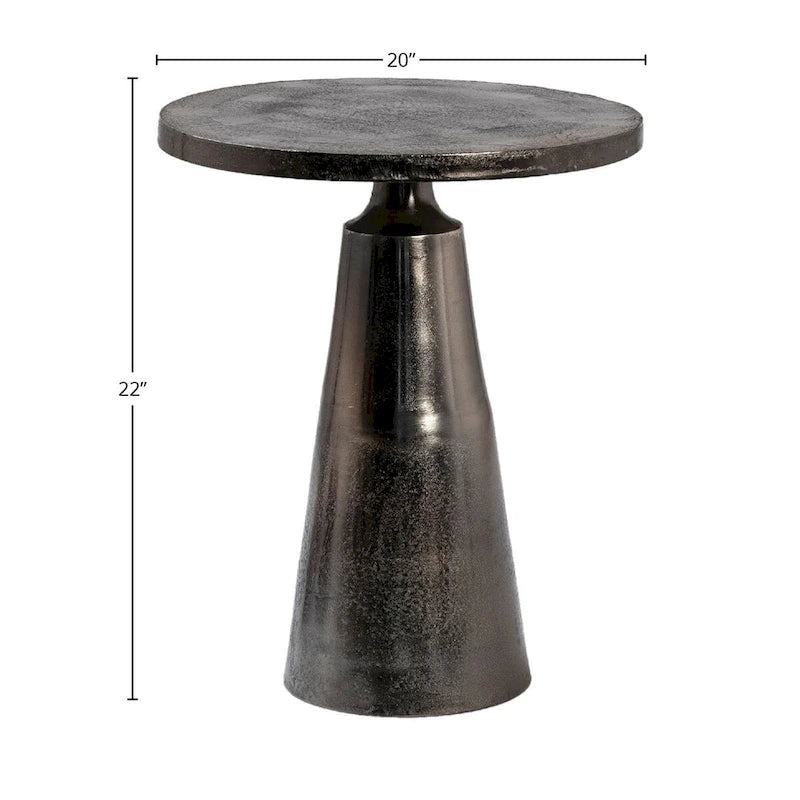 20" Round Aluminum Black Nickel Pedestal Side Table