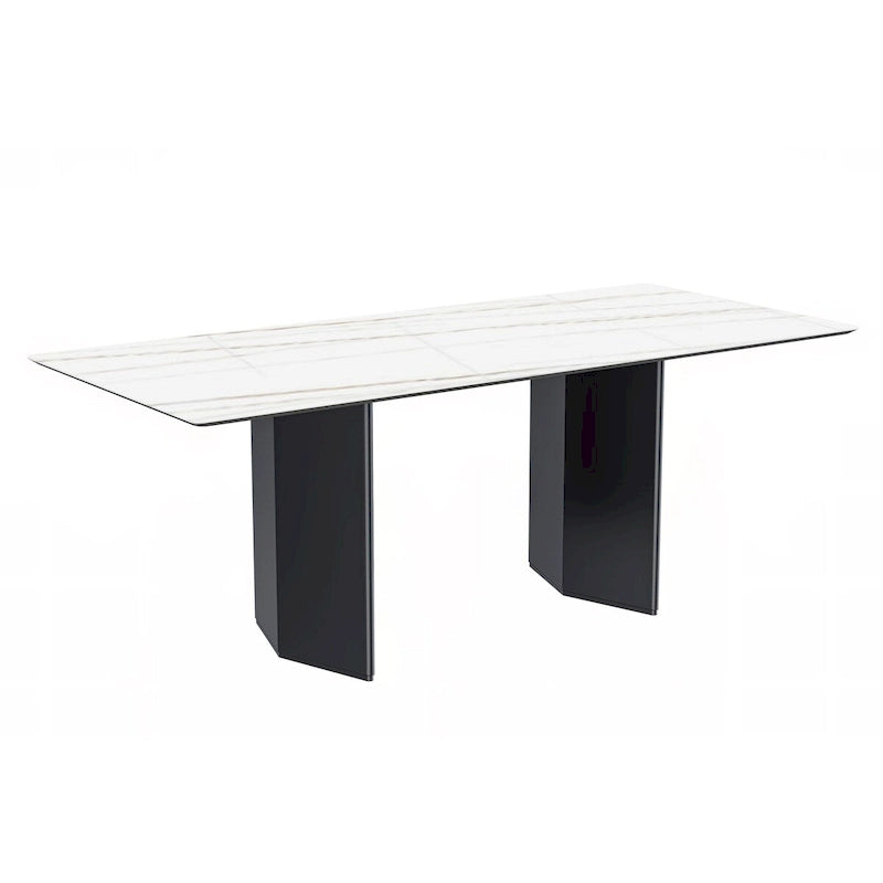 Rectangular Dining Table with Glass or Sintered Stone Top & Steel Base