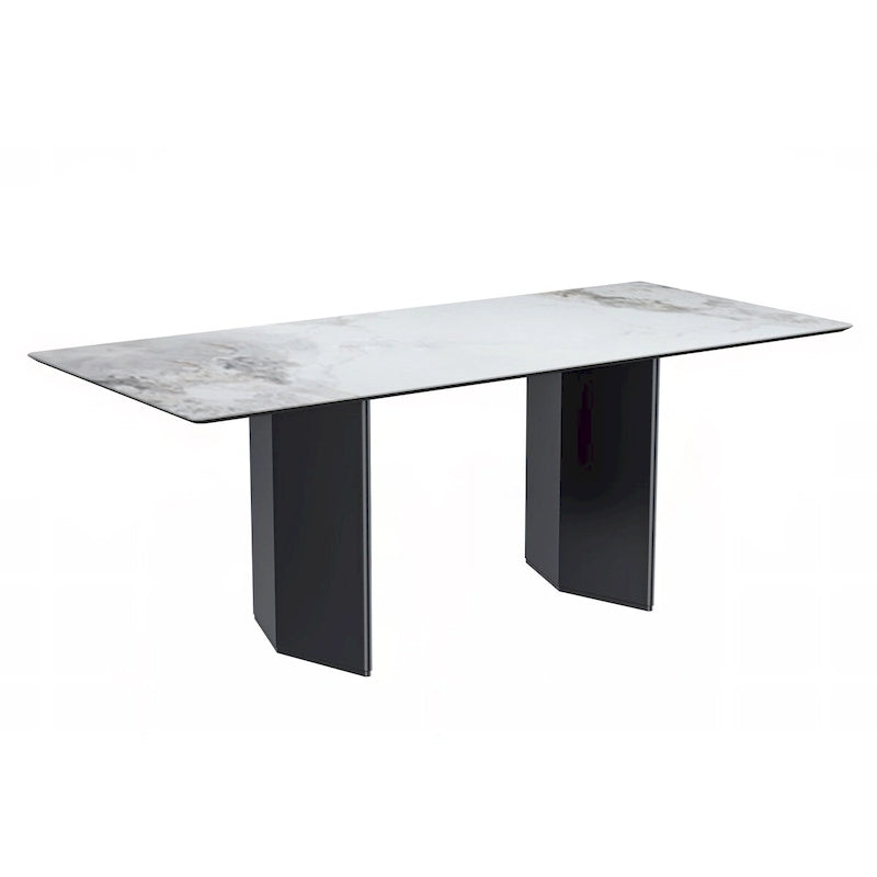 Rectangular Dining Table with Glass or Sintered Stone Top & Steel Base