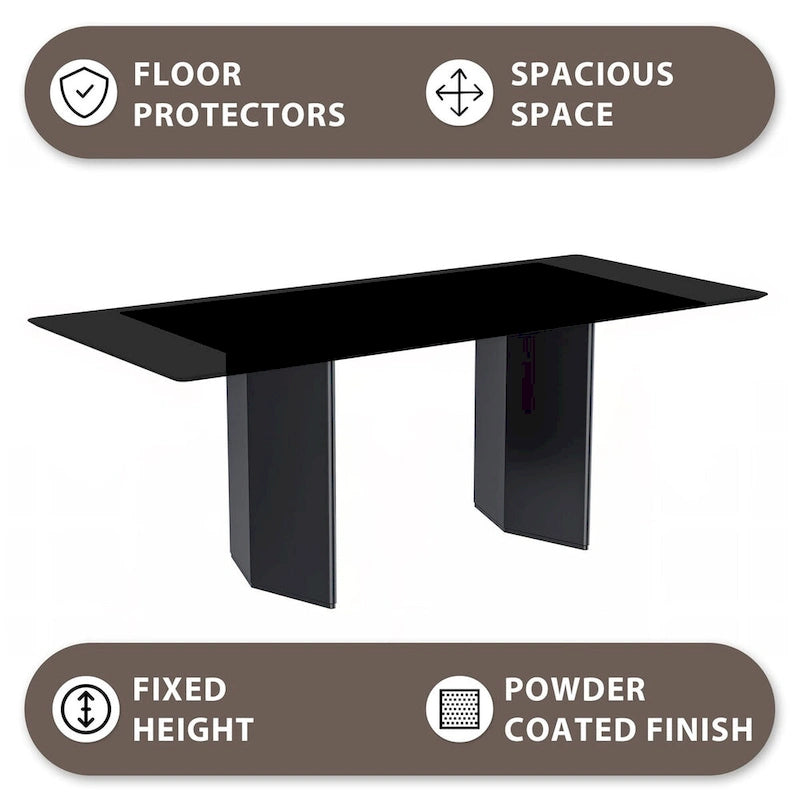 Rectangular Dining Table with Glass or Sintered Stone Top & Steel Base