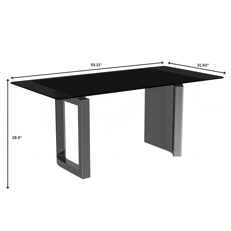Rectangular Dining Table with Glass or Sintered Stone Top & Steel Base