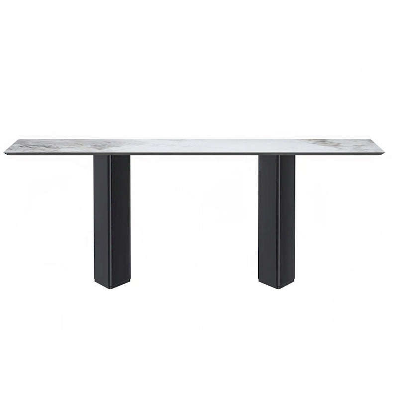Rectangular Dining Table with Glass or Sintered Stone Top & Steel Base