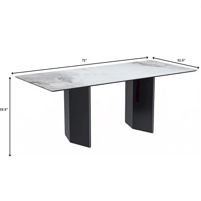 Rectangular Dining Table with Glass or Sintered Stone Top & Steel Base