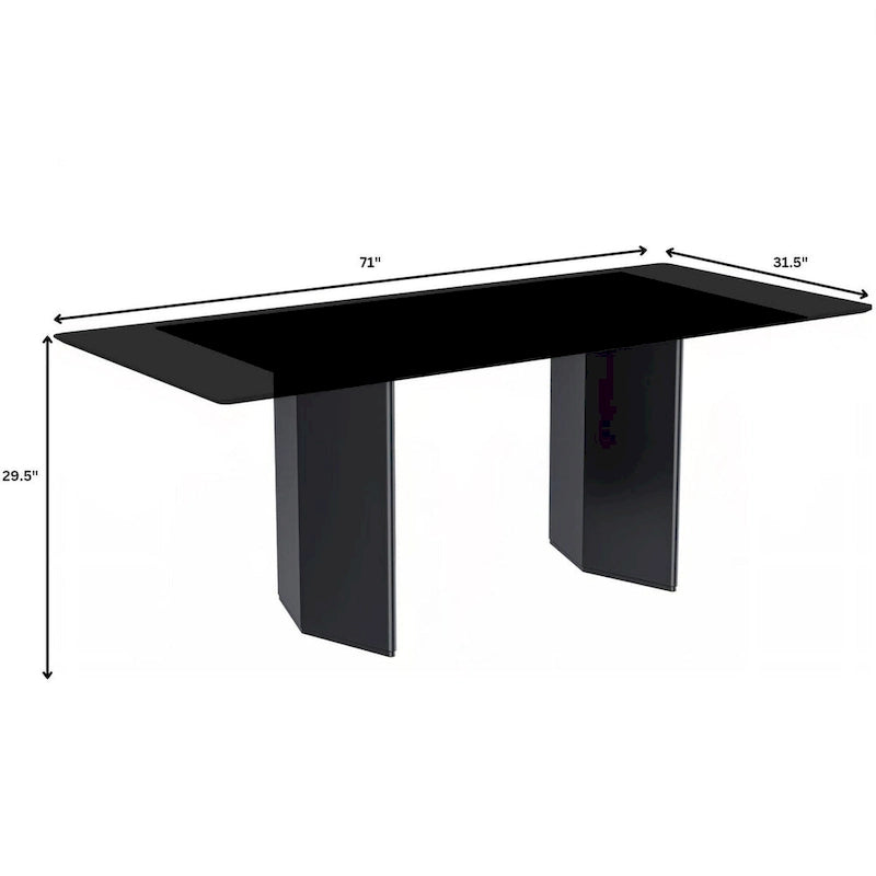 Rectangular Dining Table with Glass or Sintered Stone Top & Steel Base