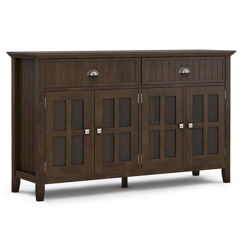 Solid Wood 60-inch Large Sideboard Buffet - Brunette Brown