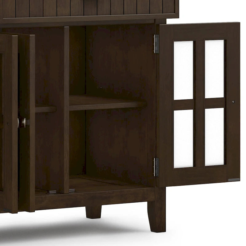 Solid Wood 60-inch Large Sideboard Buffet - Brunette Brown