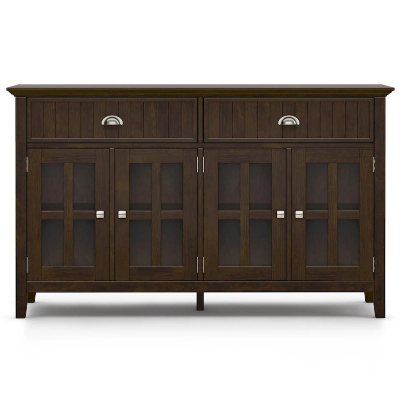 Solid Wood 60-inch Large Sideboard Buffet - Brunette Brown