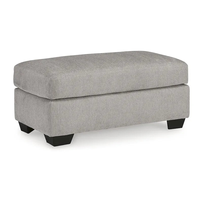 Gray Plush Upholstered Ottoman