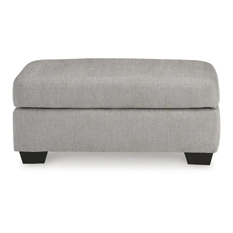 Gray Plush Upholstered Ottoman
