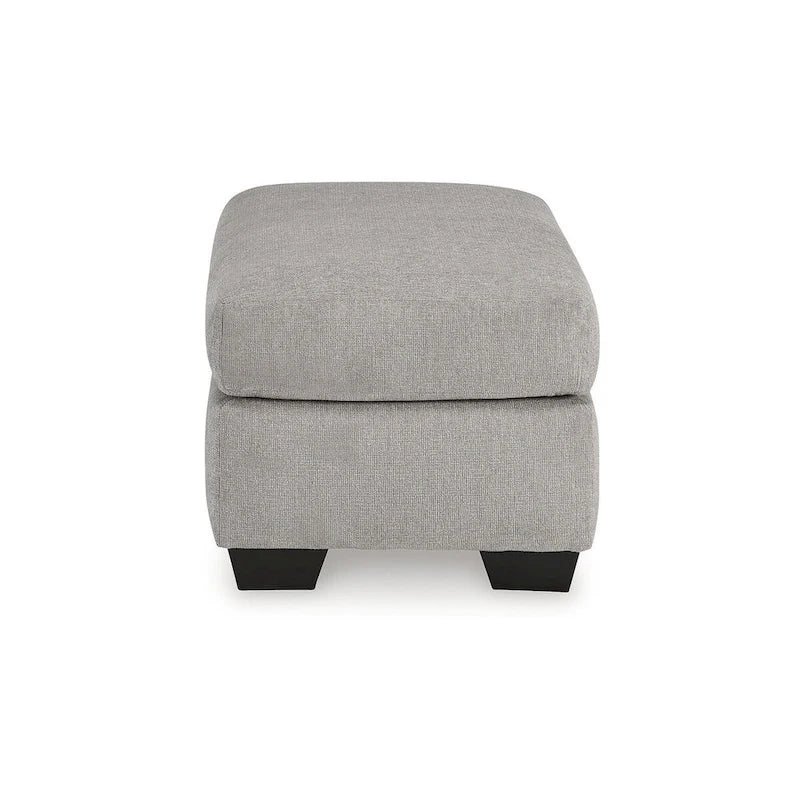 Gray Plush Upholstered Ottoman