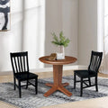 30" Round Pedestal Dining Table Set with 2 Chairs - Distressed Oak/Black