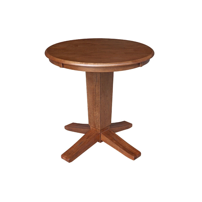 30" Round Pedestal Dining Table Set with 2 Chairs - Distressed Oak/Black