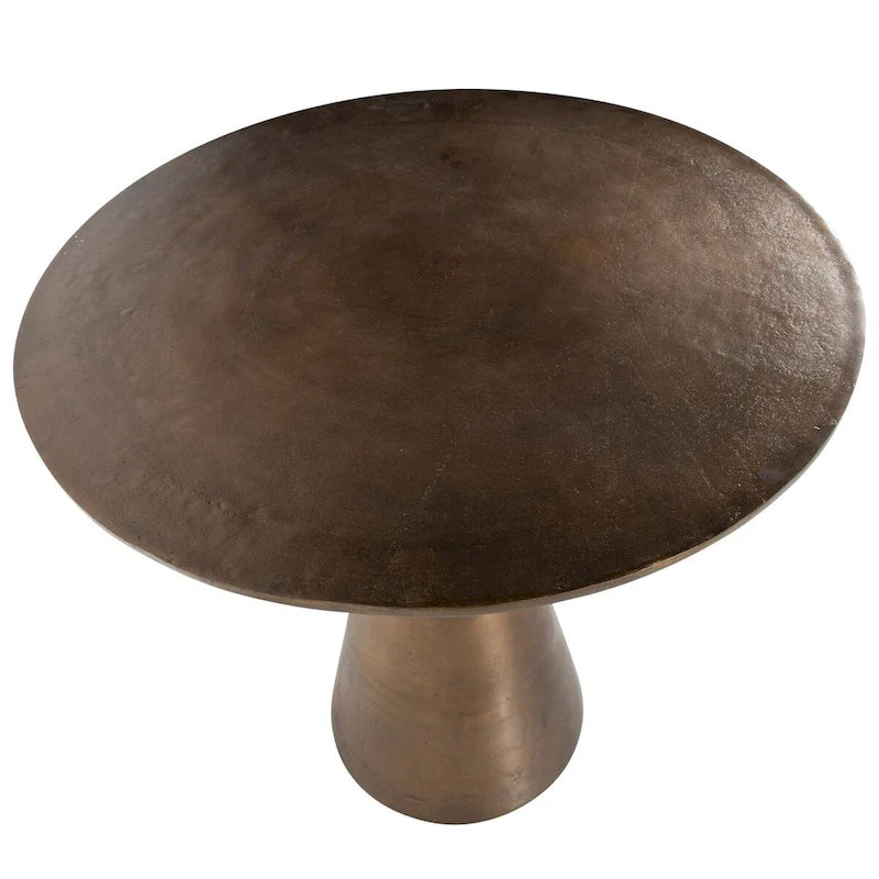 34-inch Round Aluminum Oil Brass Finished Pedestal Bistro Table
