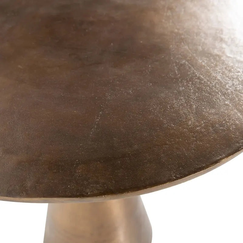 34-inch Round Aluminum Oil Brass Finished Pedestal Bistro Table