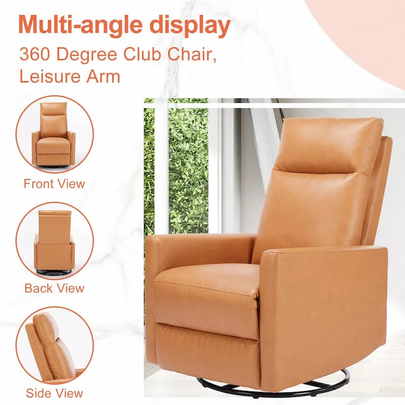 Manual Recliner Chair Winback Single Sofa, 8 Different Massage Modes, Brown