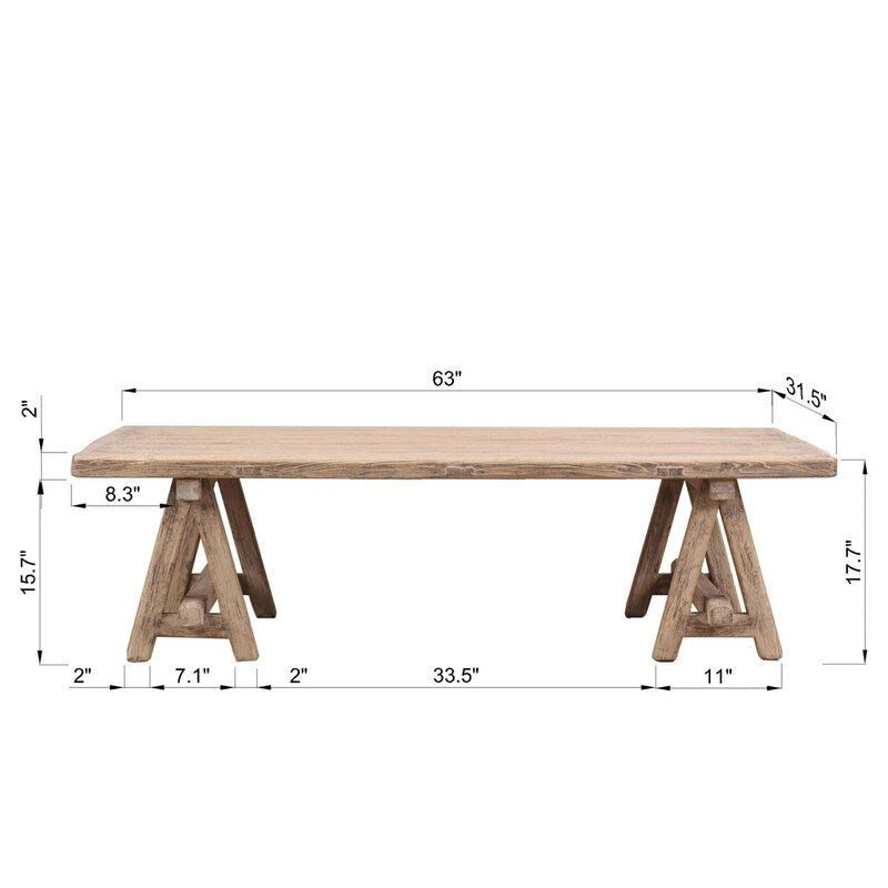 63" Long Weathered Natural Coffee Table